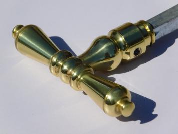 Ensemble de poignées de porte – modèle T classique – 9 cm – laiton poli