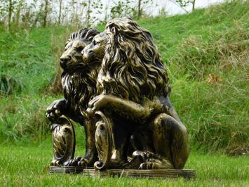 Löwen – 2er-Set – schwarz/gold – 51 cm – Polystone-Statuen