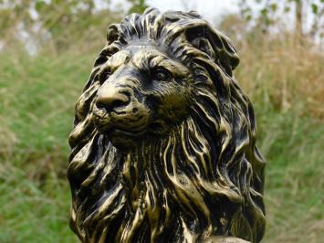 Lions – lot de 2 – noir/or – 51 cm – statues en polystone