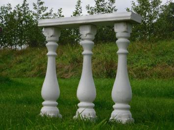 Set aus 3 Balusterpfosten mit Fenster – Für Balkon oder Garten – Stein – 90 cm hoch
