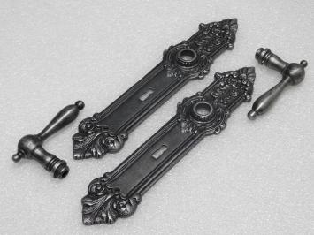 Set deurbeslag 'Classic' - klinken en deurplaten BB 72 - gietijzer verzinkt