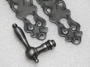 Quincaillerie de porte d'entrée en fonte zinguée - ensemble