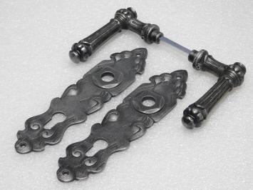 Set Deurbeslag - Klinken Oxford + Deurplaten Royale PC 92 - Gietijzer Verzinkt