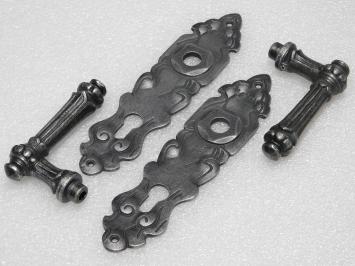 Set Deurbeslag - Klinken Oxford + Deurplaten Royale PC 92 - Gietijzer Verzinkt