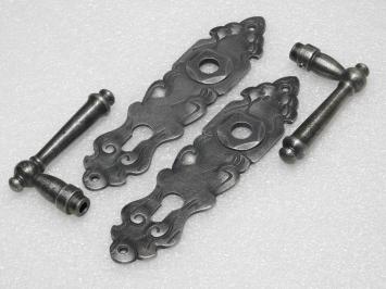 Set Deurbeslag - Klinken Windsor + Deurplaten Royale PC 92 - Gietijzer Verzinkt