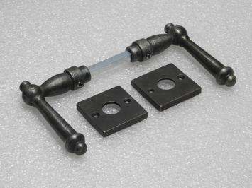 Türbeschlagset – York-Türgriffe + Türgriffrosetten – Gusseisen, verzinkt