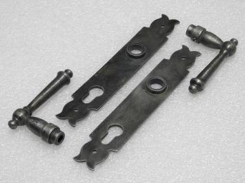 Türbeschlagset – Türgriffe York + Türplatten Noble PZ 92 – Gusseisen, verzinkt