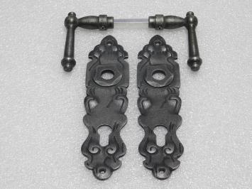 Türbeschlagset – Türgriffe York + Türplatten Royale PZ 92 – Gusseisen, verzinkt