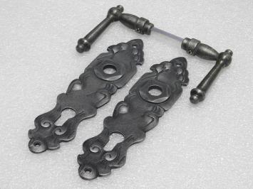 Türbeschlagset – Türgriffe York + Türplatten Royale PZ 92 – Gusseisen, verzinkt