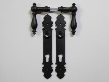 Set Türgriffe mit  Türbeschlägen PZ92 – Antikes Eisen – ORB-Finish