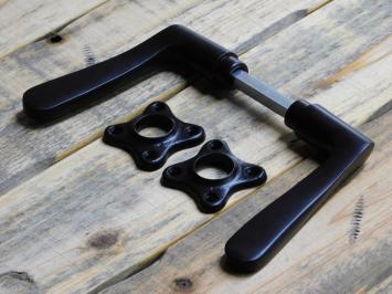 Set Türgriffe mit quadratischen Rosetten – Aluminium – Schwarz