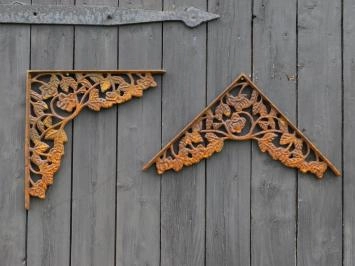 Lot de 2 équerres d'angle - 36,5 x 36,5 cm - fonte - rustique