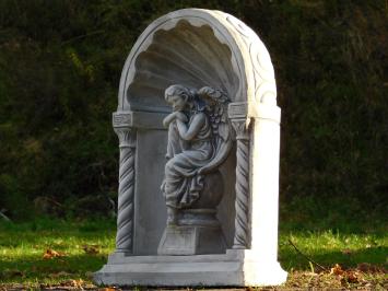 Klassieke Kapel met Zittende Engel – 65 cm – Grijs/Wit – Steen