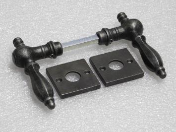 Set: Kensington-Türgriffe + quadratische Türgriffrosetten – verzinktes Gusseisen