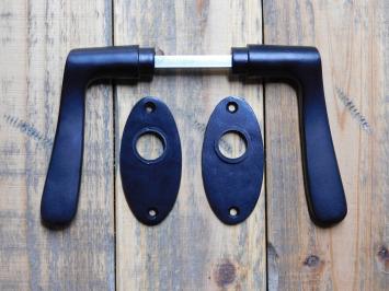 Set deurklinken met ovale rozetten – matzwart aluminium