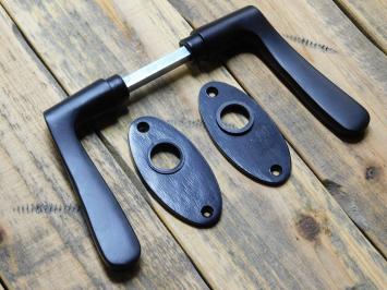 Ensemble de poignées de porte avec rosaces ovales – aluminium noir mat
