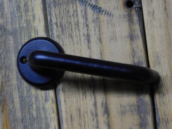 Set Türgriffe mit runden Rosetten + Schlüsselrosetten PC - Mattschwarz - Alu