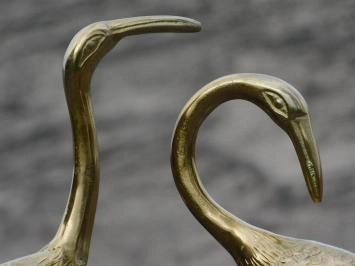 Lot de 2 grues - statues en aluminium - couleur or