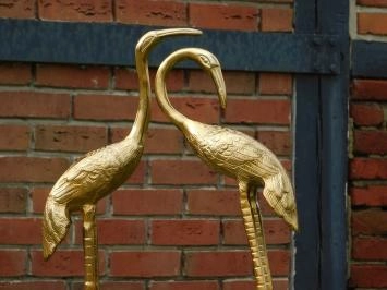 Lot de 2 grues - statues en aluminium - couleur or