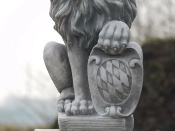 Lot de 2 lions - sur socle lion - pierre - 100 cm