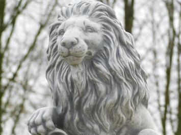 Lot de 2 lions - sur socle lion - pierre - 100 cm