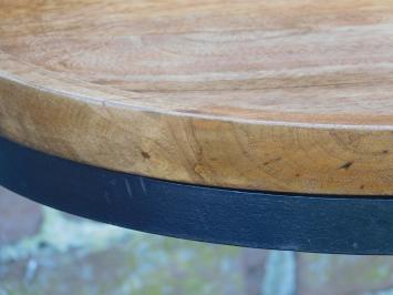 Set aus 2 robusten Tischen - Holz mit schwarzem Metallfuß