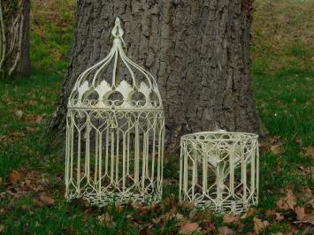 Ensemble de cages à oiseaux en fer – 36/50 cm – blanc vintage