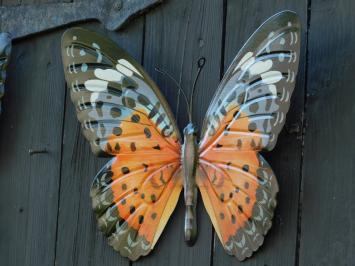Ensemble de papillons muraux – violet et orange – métal – 35 cm