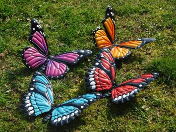 Set mit 3 Schmetterlingen - vollfarbig - Metall - Wanddekoration
