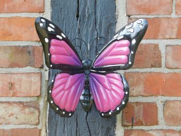 Set mit 3 Schmetterlingen - vollfarbig - Metall - Wanddekoration