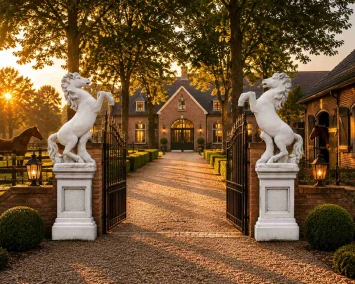 Paard op sokkel - stenen dierenbeeld - 160 cm - klassiek