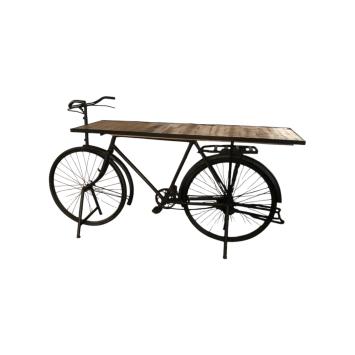 Sidetable, fiets metaal met houten tafelblad