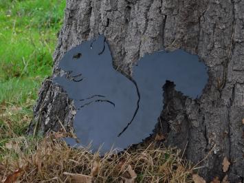 Schöne Silhouette eines Eichhörnchens, mattschwarzes Metall