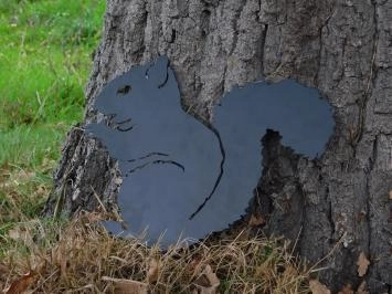 Belle silhouette d'écureuil, métal noir mat