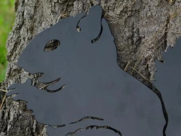 Belle silhouette d'écureuil, métal noir mat