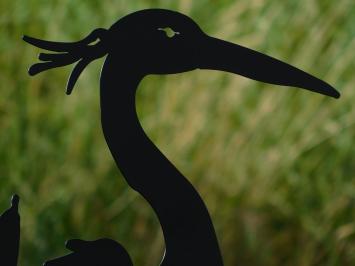 Gartenstab Reiher-Silhouette - 112 cm - Mattschwarz