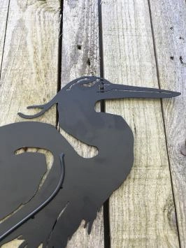 Belle silhouette de héron, métal noir mat