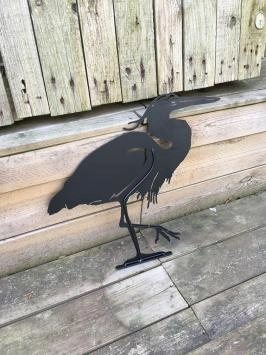 Belle silhouette de héron, métal noir mat