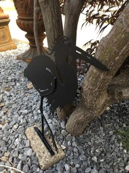 Belle silhouette de héron, métal noir mat