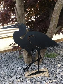 Belle silhouette de héron, métal noir mat