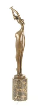 Een bronzen beeld/sculptuur van een kunstzinnige naakte vrouw