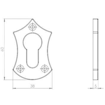 PZ-Rosette, Schmiedeeisen, Schildform, Schlossrosette antik