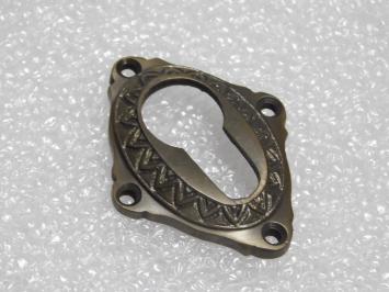 Schlossrosette PC – patiniertes Messing – klassisch