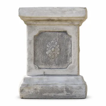 Stenen sokkel – klassiek wit – bloemmotief – 25 cm