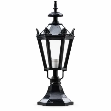 Klassieke sokkellamp zwart met kronenkap – aluminium – 63 cm