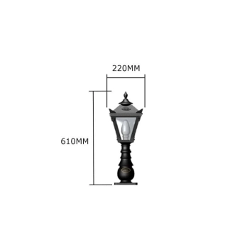 Sokkellamp Victoriaans - gietijzer zwart - buitenlamp