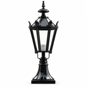 Zwarte sokkellamp met sierkronen – aluminium – 70 cm