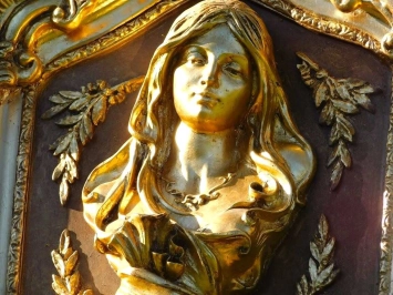 Miroir vintage de style Louis XVI – couleur or – 175 cm