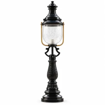 Sokkellamp zwart met messing accenten – buitenlamp – 93 cm
