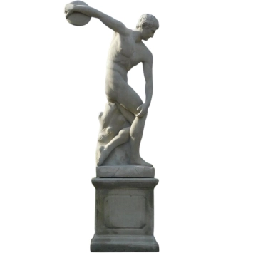 Groot Standbeeld van een Discuswerper - 230 cm - Vintage Gietsteen